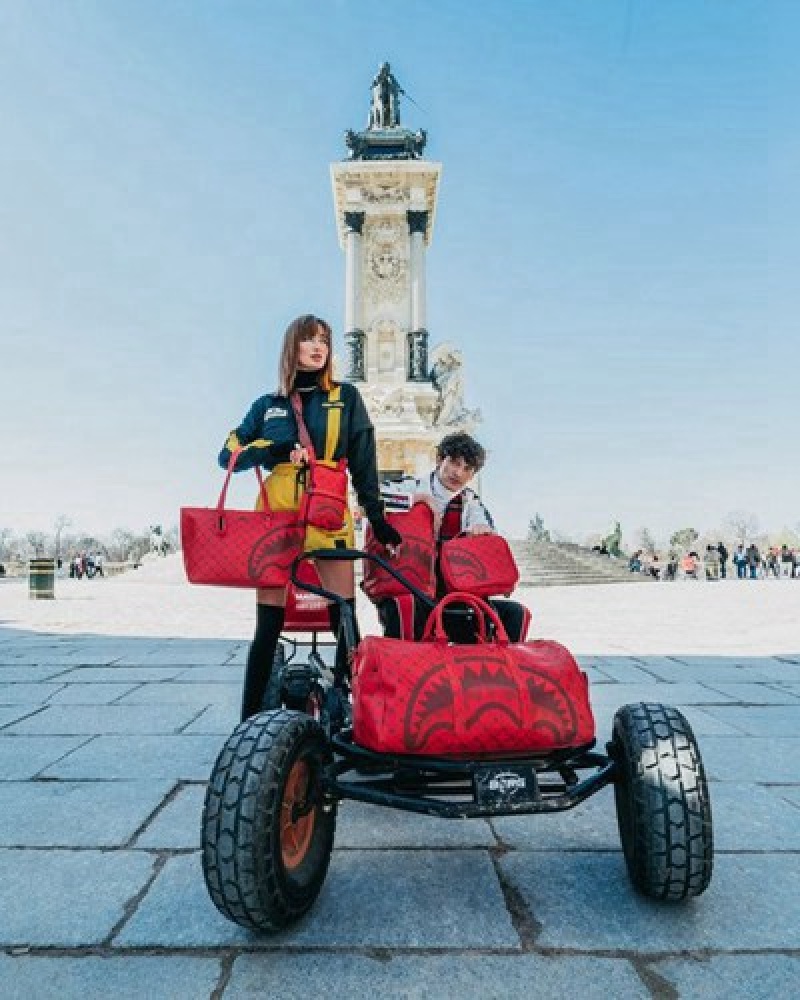 Red Sprayground Moneygram Brick Duffle Bags | 07341-EUTG