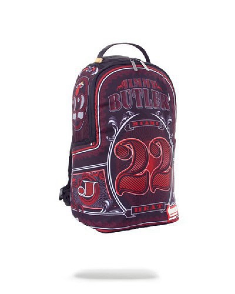 Red Sprayground Nba Butler Money Backpacks | 92513-NZOU