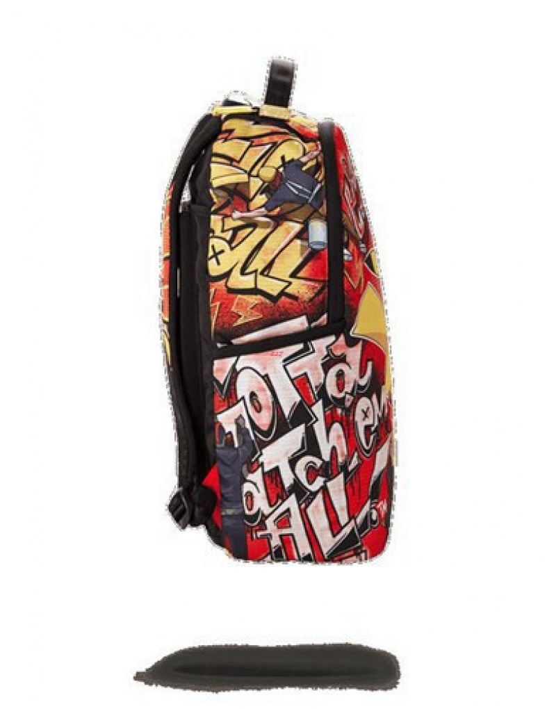 Red Sprayground Pikachu On The Run Backpacks | 51094-RCTD