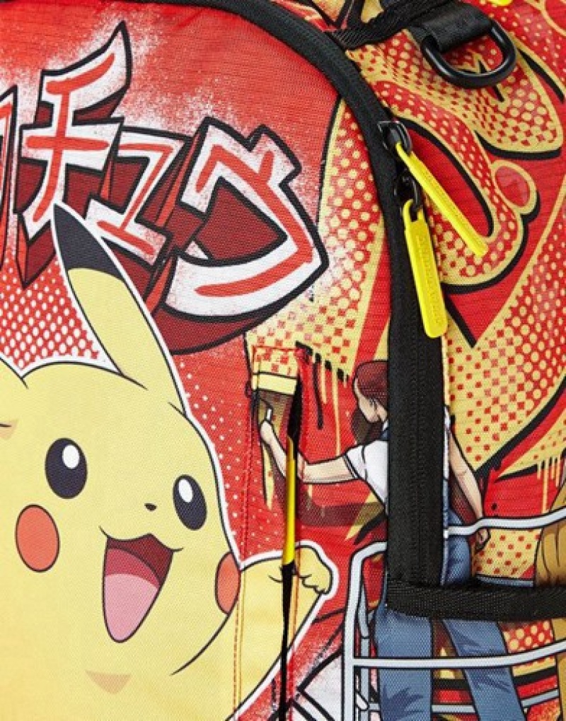 Red Sprayground Pikachu On The Run Backpacks | 51094-RCTD