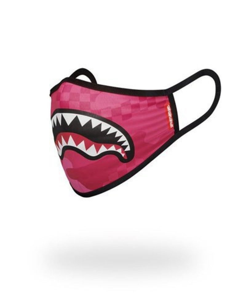 Red Sprayground Pink Anime Shark Form-fitting Face Masks | 31976-LZXY