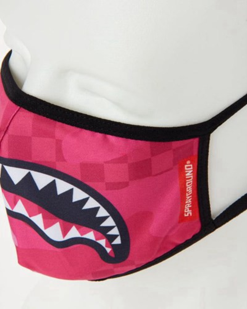 Red Sprayground Pink Anime Shark Form-fitting Face Masks | 31976-LZXY