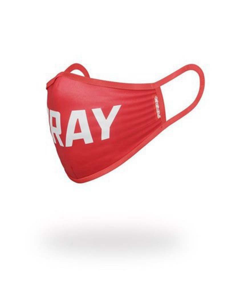 Red Sprayground Pray Form-fitting Face Masks | 32761-NGDI