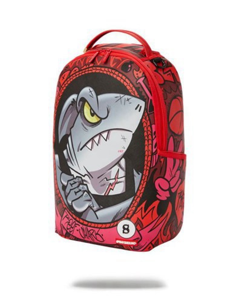 Red Sprayground Reef Shark (Shareef O'neal Collab) Backpacks | 52894-YQGM