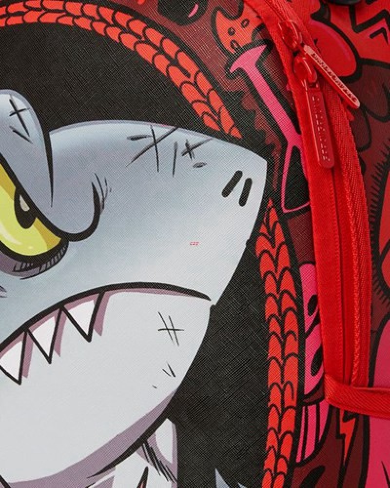 Red Sprayground Reef Shark (Shareef O'neal Collab) Backpacks | 52894-YQGM