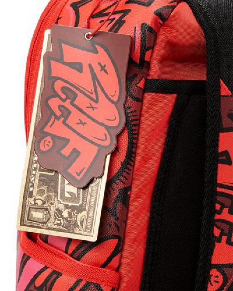 Red Sprayground Reef Shark (Shareef O'neal Collab) Backpacks | 52894-YQGM