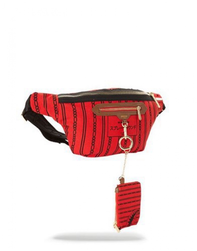 Red Sprayground Reverse Sharks In Paris Crossbody Bags | 81457-QBZS