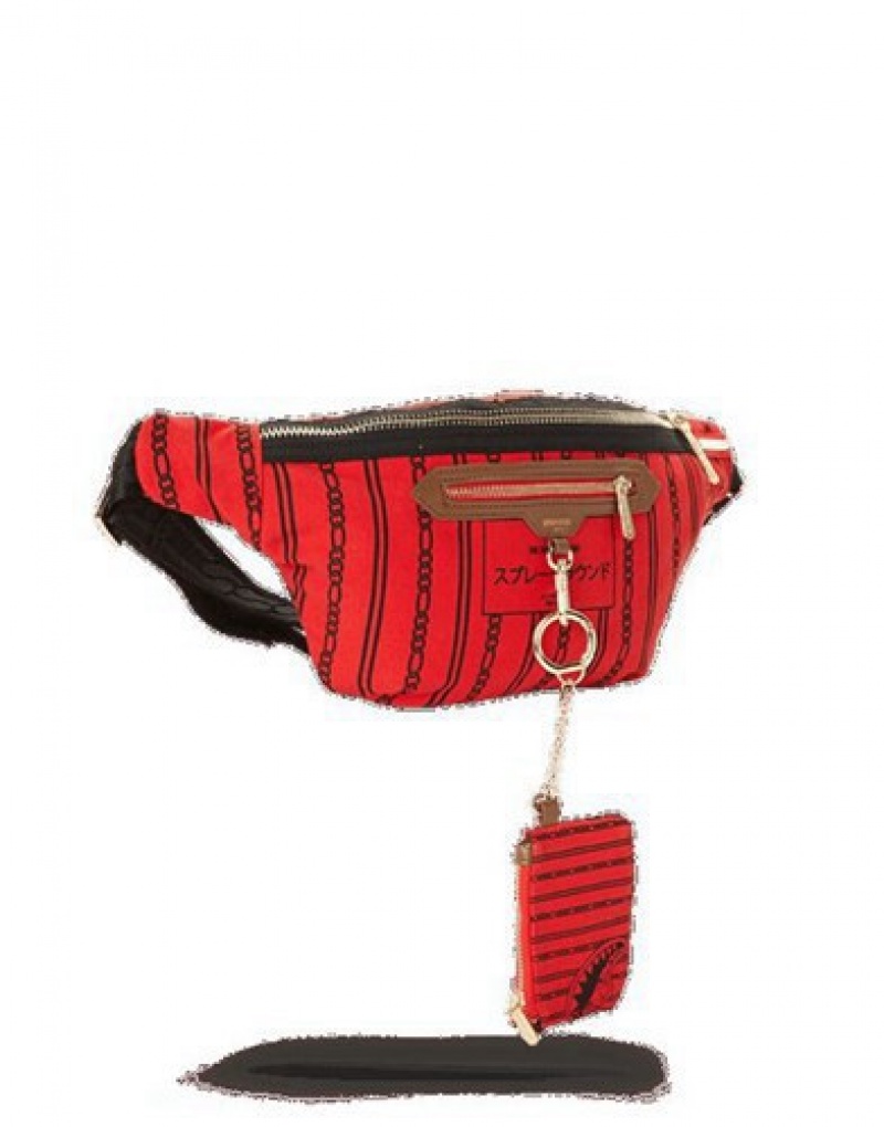 Red Sprayground Reverse Sharks In Paris Crossbody Bags | 81457-QBZS