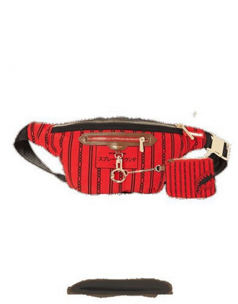 Red Sprayground Reverse Sharks In Paris Crossbody Bags | 81457-QBZS