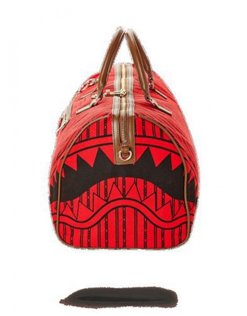 Red Sprayground Reverse Sharks In Paris Duffle Bags | 67048-UFQL