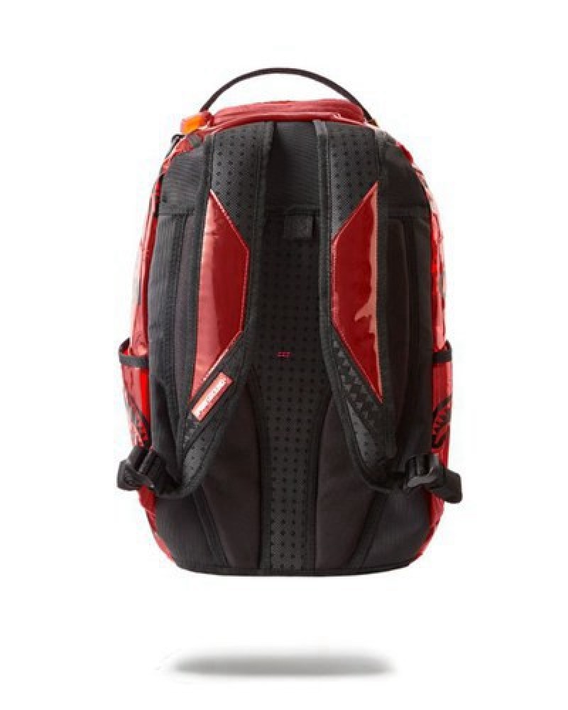 Red Sprayground Rip Me Open (Vinyl) Backpacks | 68104-BMCE