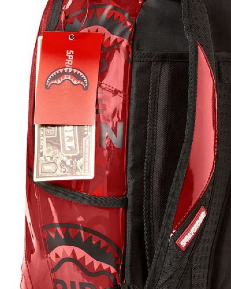 Red Sprayground Rip Me Open (Vinyl) Backpacks | 68104-BMCE