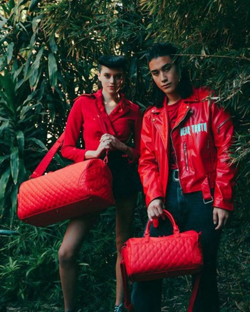 Red Sprayground Riviera Emperor Duffle Bags | 87501-OQJT