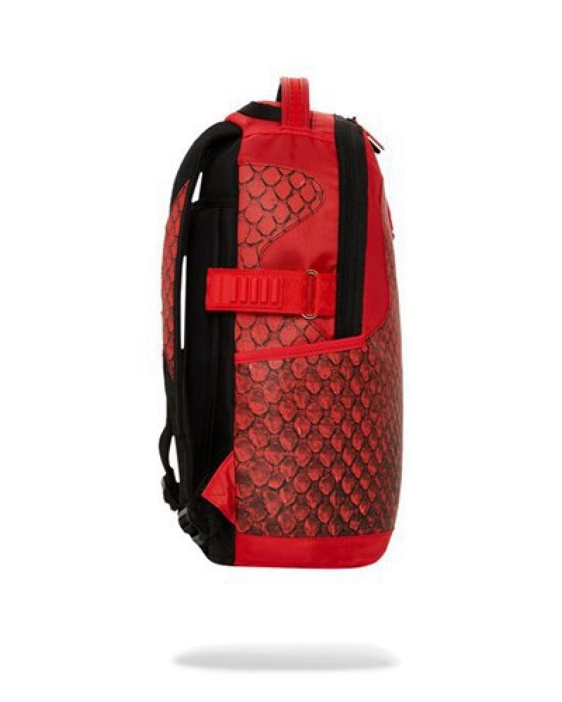 Red Sprayground Rython Split (Dlxv) Backpacks | 12648-JZKH