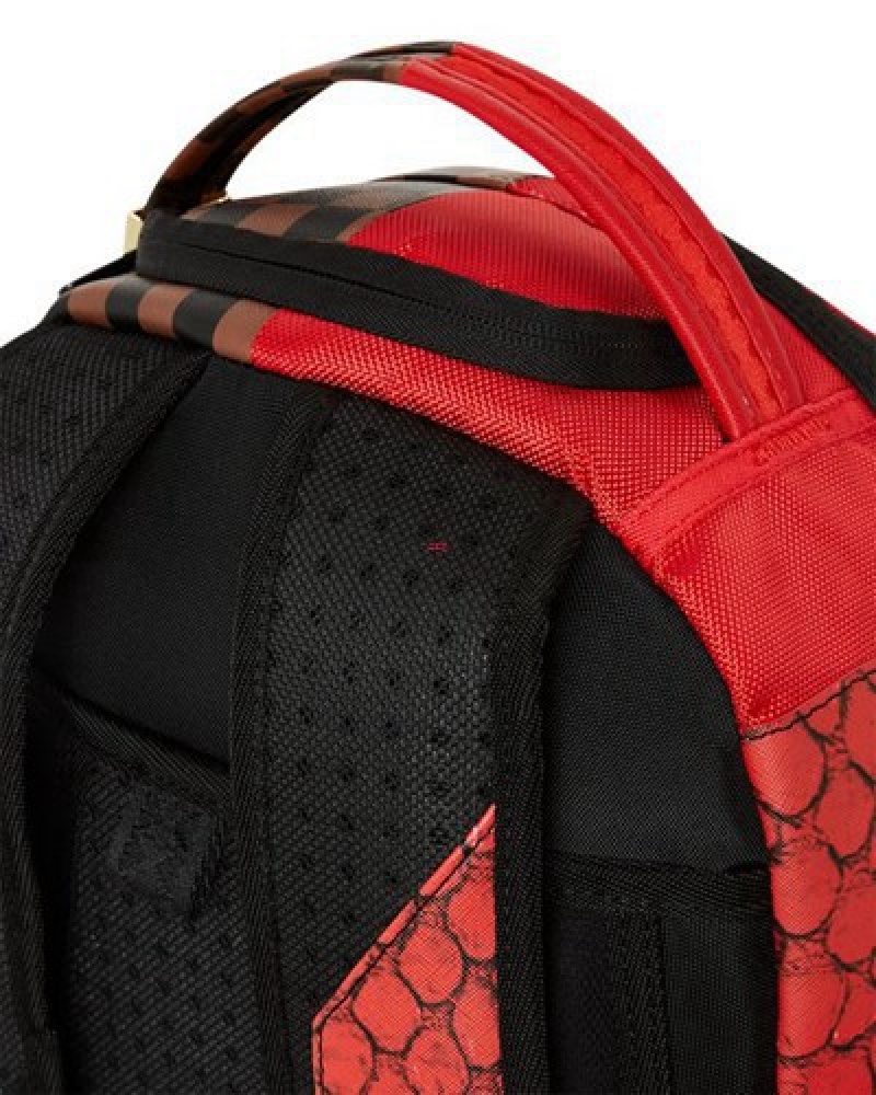 Red Sprayground Rython Split (Dlxv) Backpacks | 12648-JZKH