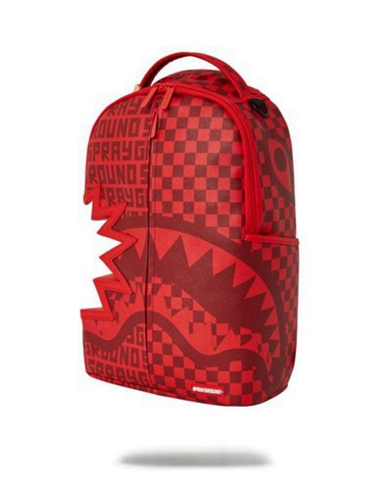 Red Sprayground Shark Bite Infa(Dlxv) Backpacks | 35862-ETYV