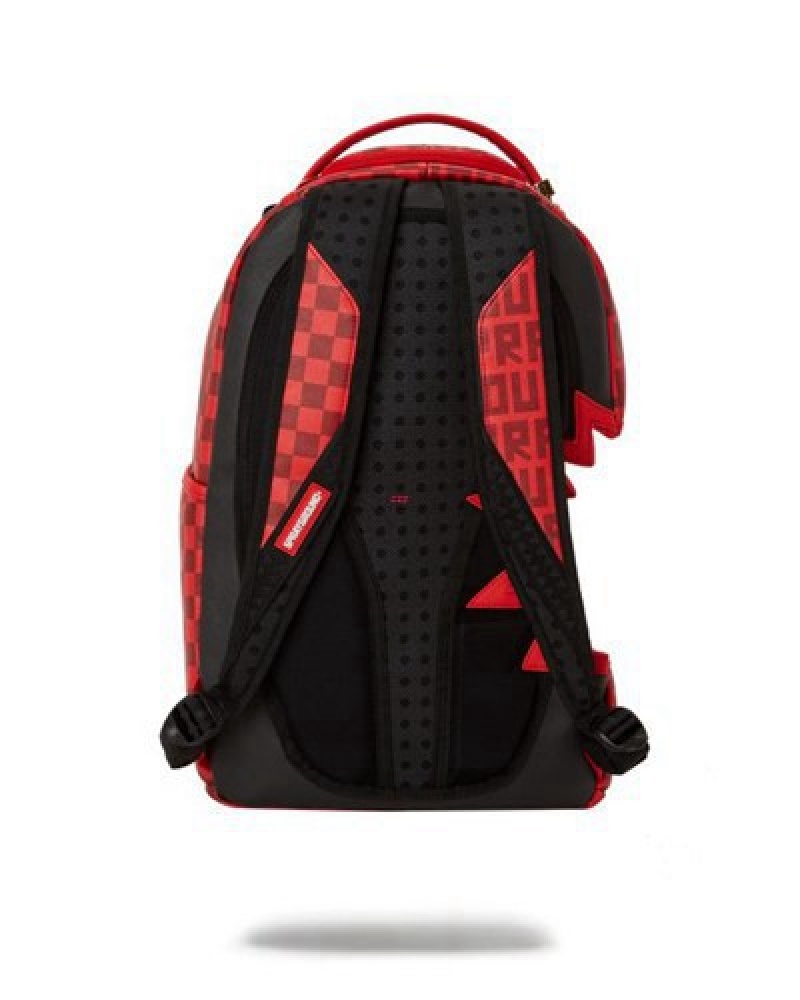 Red Sprayground Shark Bite Infa(Dlxv) Backpacks | 35862-ETYV