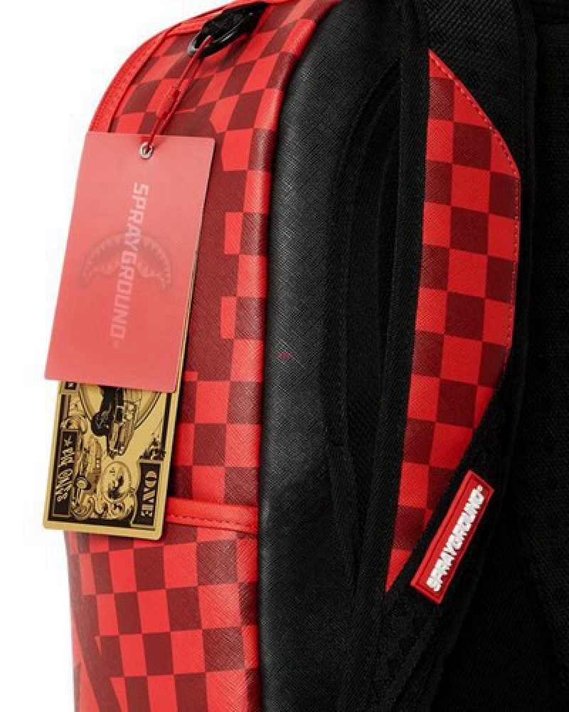 Red Sprayground Shark Bite Infa(Dlxv) Backpacks | 35862-ETYV