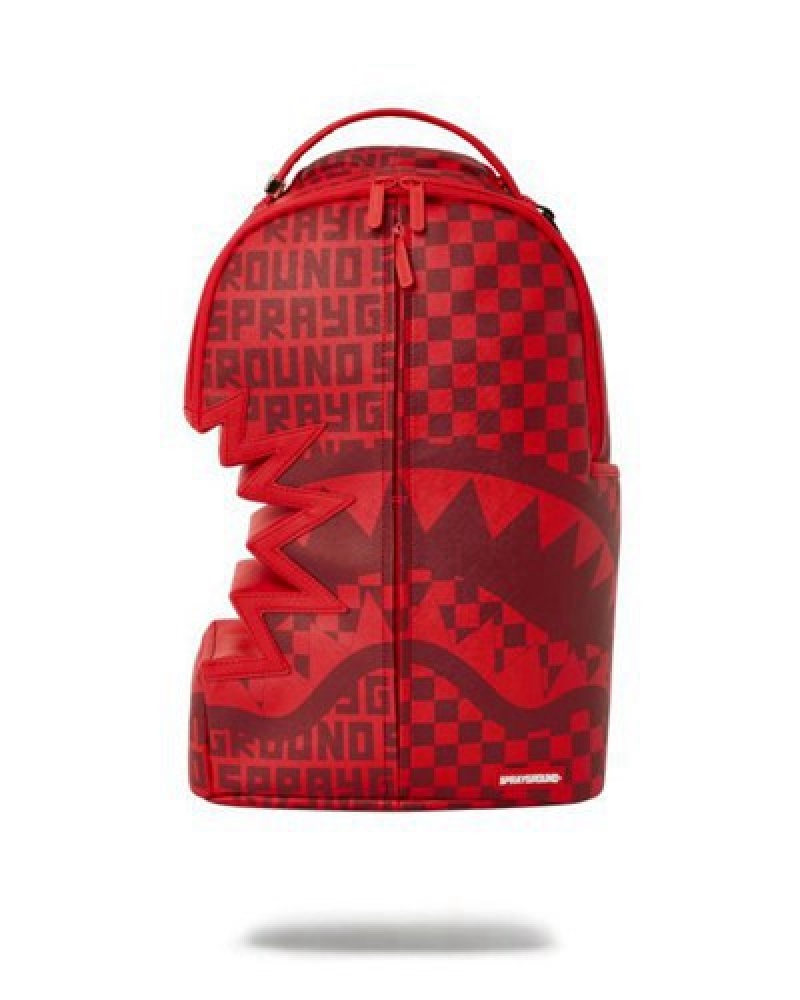 Red Sprayground Shark Bite Infa(Dlxv) Backpacks | 35862-ETYV