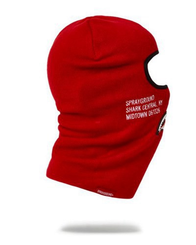 Red Sprayground Shark Central Ski Masks | 36791-VPUJ