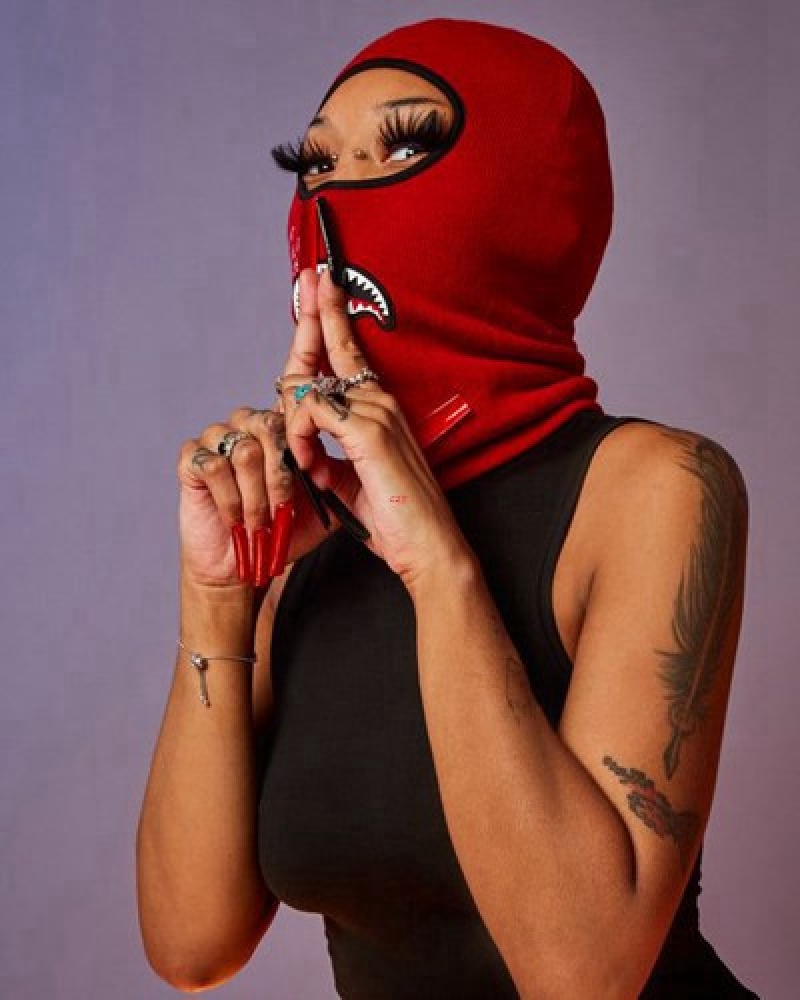 Red Sprayground Shark Central Ski Masks | 36791-VPUJ