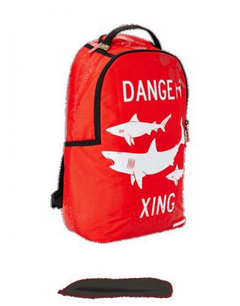 Red Sprayground Shark X-ing Backpacks | 69210-TRWX