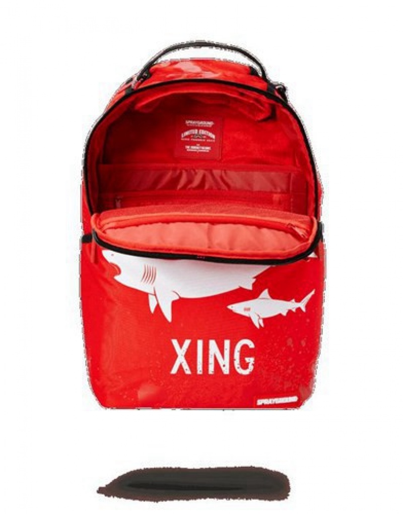 Red Sprayground Shark X-ing Backpacks | 69210-TRWX