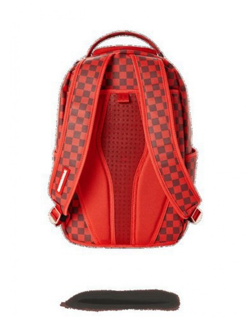 Red Sprayground Sharks In Paris (CheckeEdition) Backpacks | 63254-HAUL