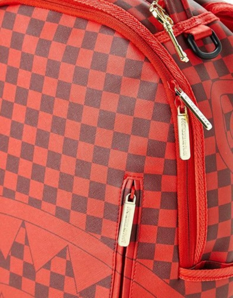 Red Sprayground Sharks In Paris (CheckeEdition) Backpacks | 63254-HAUL