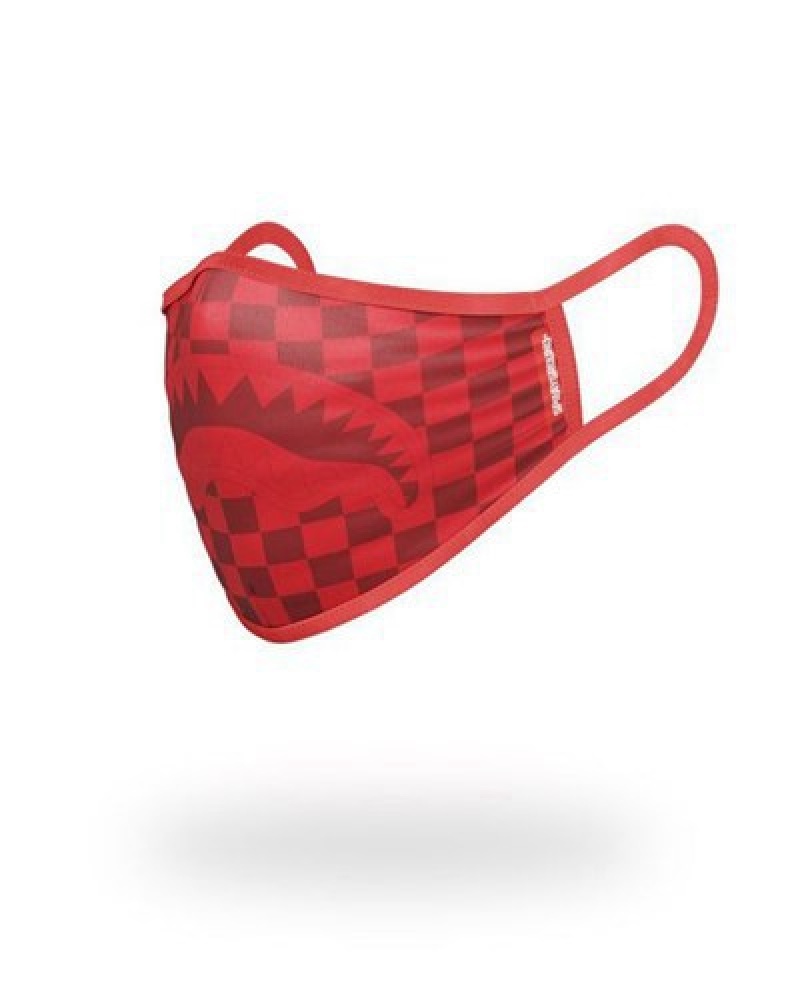 Red Sprayground Sharks In Paris Form-fitting Face Masks | 90168-QWBN