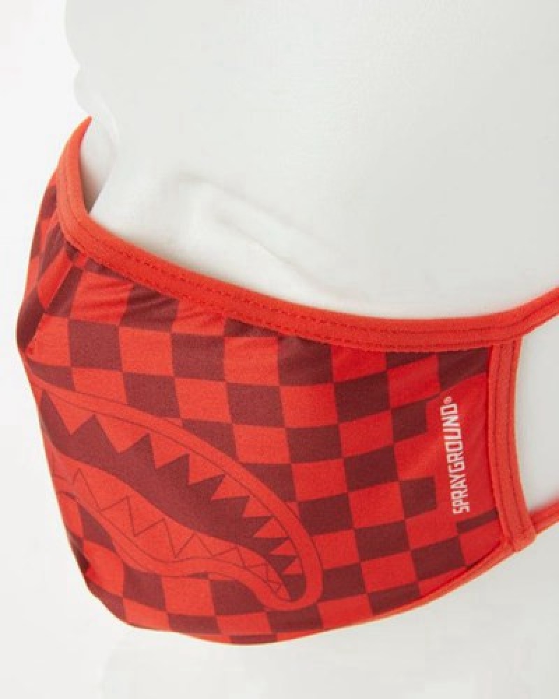 Red Sprayground Sharks In Paris Form-fitting Face Masks | 90168-QWBN