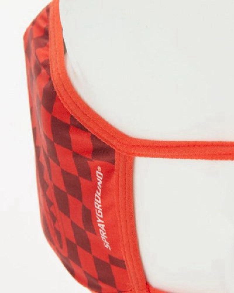 Red Sprayground Sharks In Paris Form-fitting Face Masks | 90168-QWBN