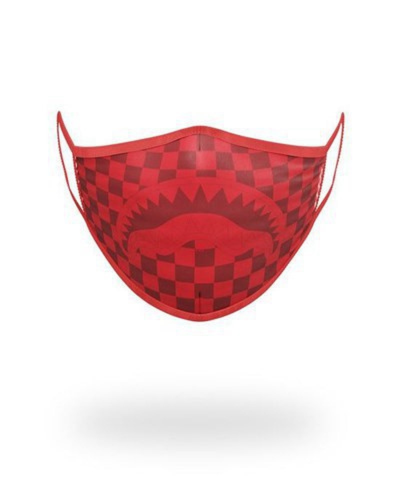 Red Sprayground Sharks In Paris Form-fitting Face Masks | 90168-QWBN