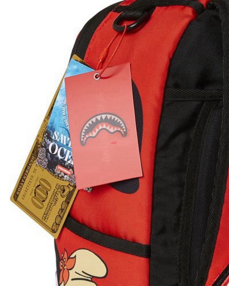 Red Sprayground Smurfs Shark Bounce Backpacks | 39208-QBSV