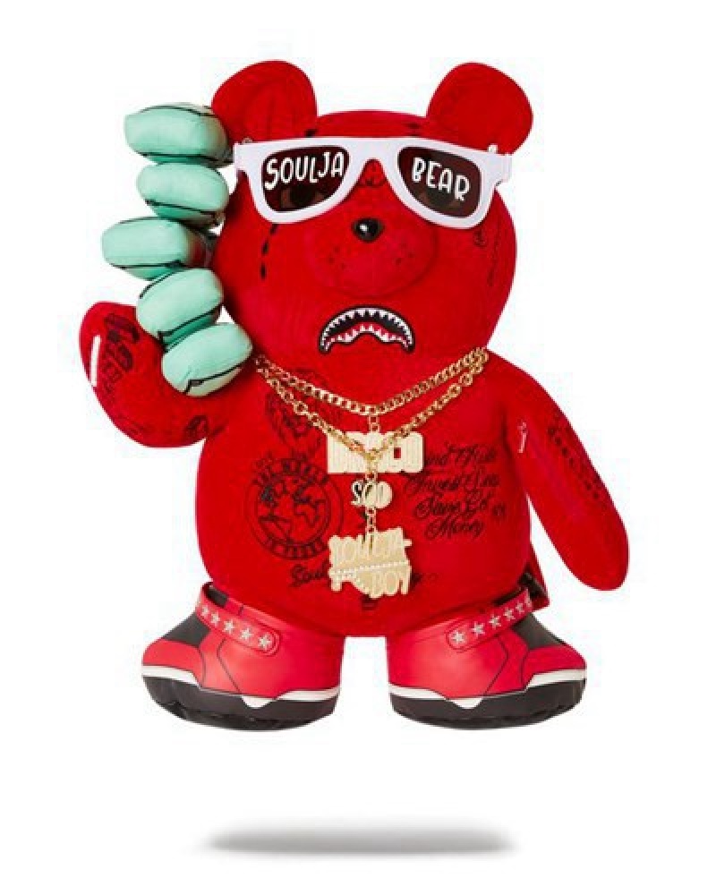 Red Sprayground Soulja Bear Backpacks | 40317-YCFI