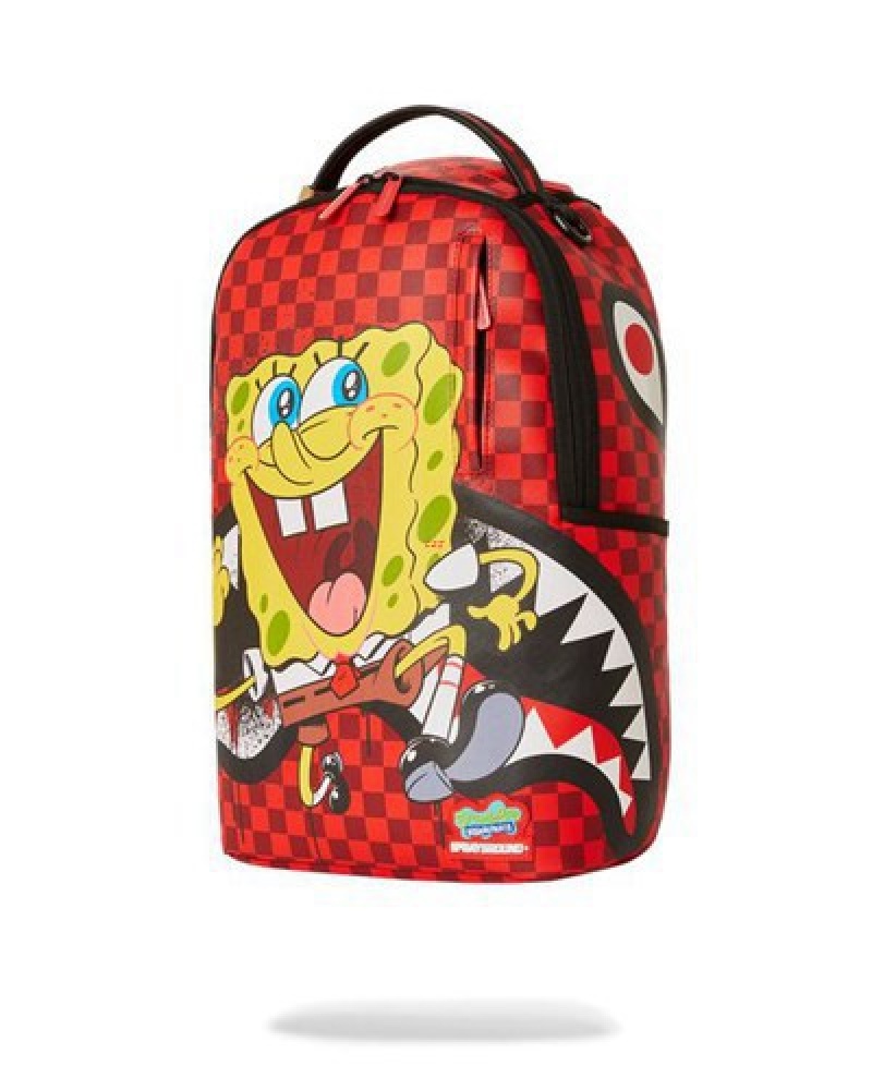 Red Sprayground Spongebob Hello World (Dlxv) Backpacks | 96345-KBQS