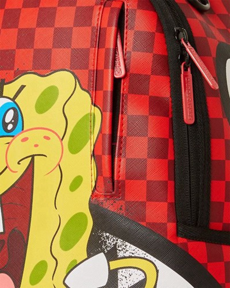 Red Sprayground Spongebob Hello World (Dlxv) Backpacks | 96345-KBQS