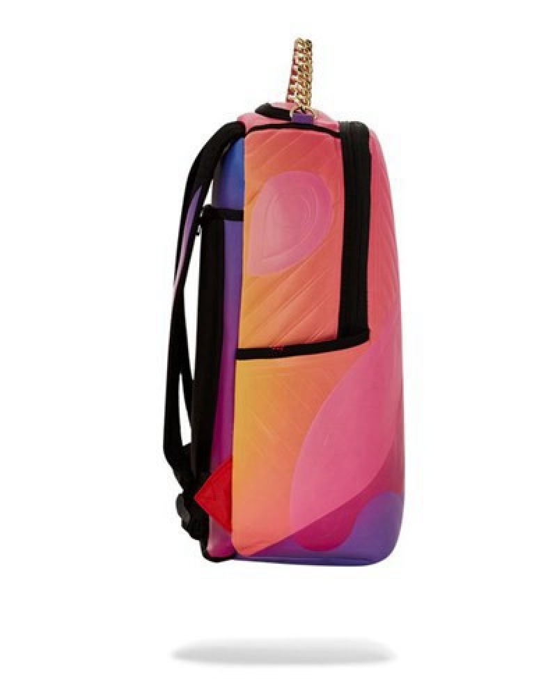 Red Sprayground Sunburst Wave (Dlxv) Backpacks | 46357-ZOXA