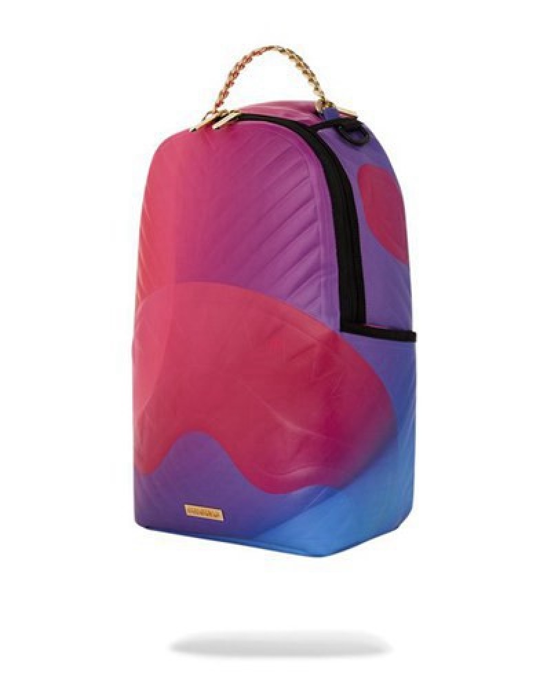 Red Sprayground Sunburst Wave (Dlxv) Backpacks | 46357-ZOXA