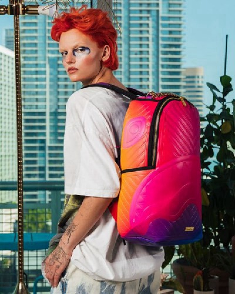 Red Sprayground Sunburst Wave (Dlxv) Backpacks | 46357-ZOXA