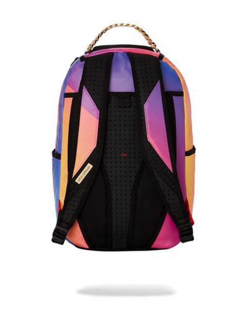 Red Sprayground Sunburst Wave (Dlxv) Backpacks | 46357-ZOXA