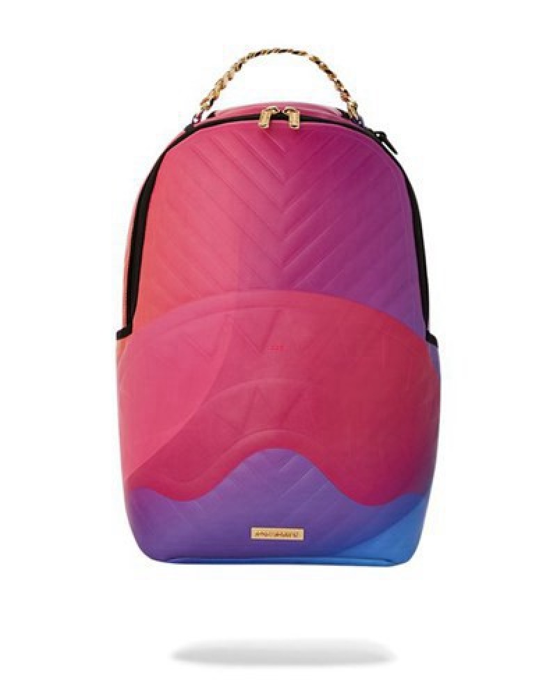 Red Sprayground Sunburst Wave (Dlxv) Backpacks | 46357-ZOXA