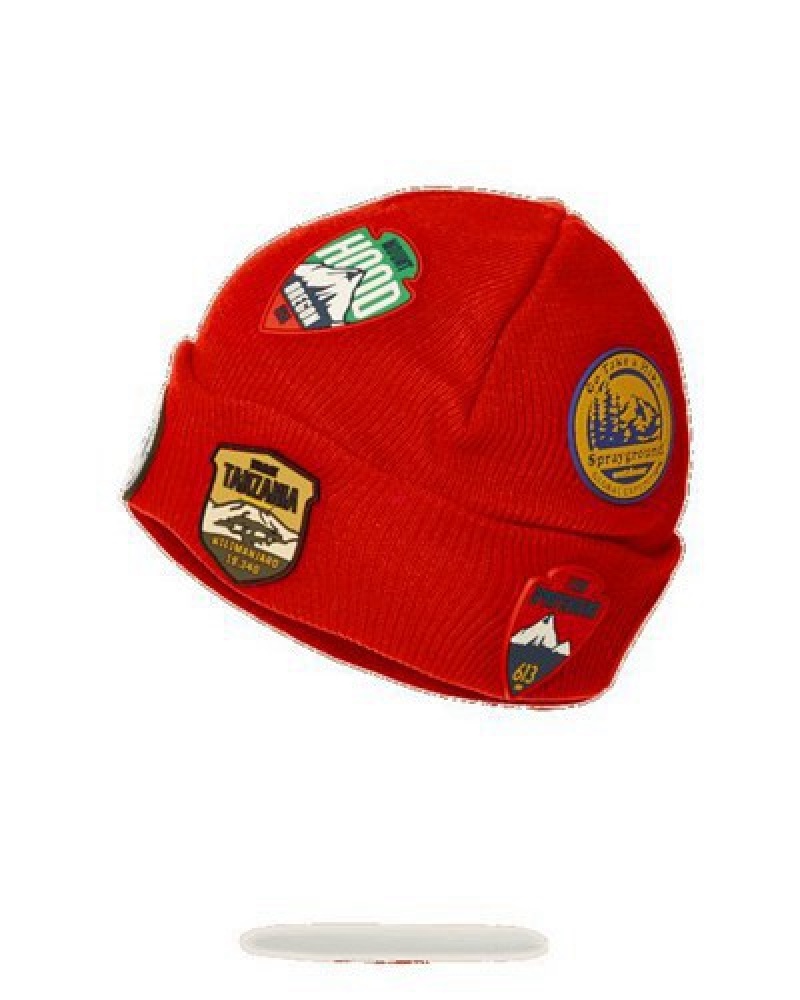 Red Sprayground The Global Expedition Beanie | 78425-TMNV