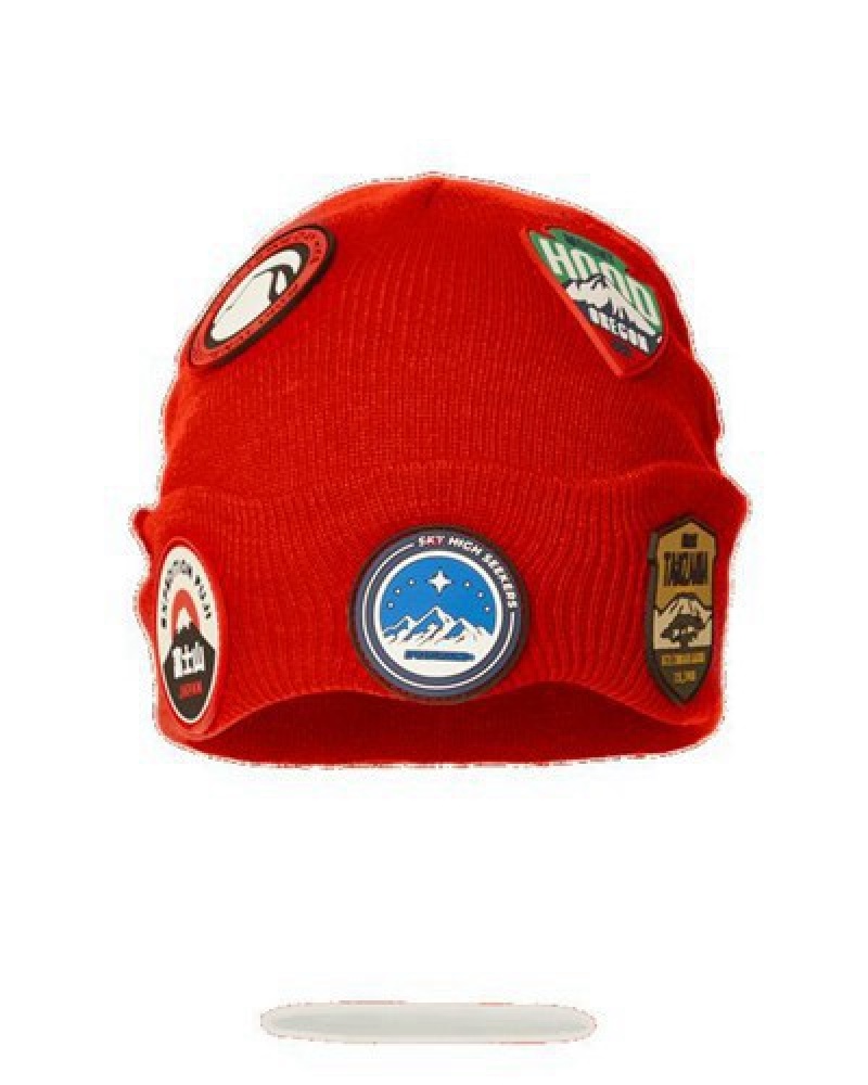 Red Sprayground The Global Expedition Beanie | 78425-TMNV