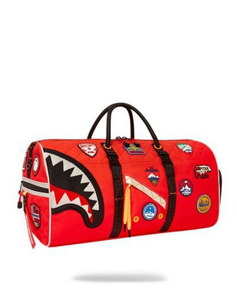 Red Sprayground The Global Expedition Duffle Bags | 73416-RMPI