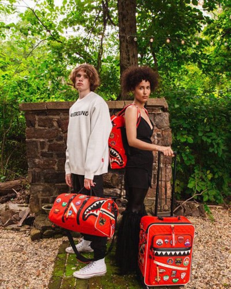 Red Sprayground The Global Expedition Duffle Bags | 73416-RMPI