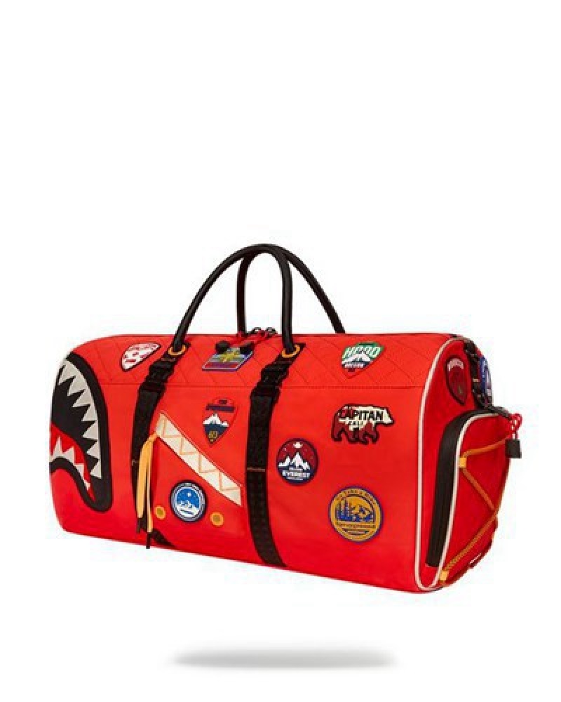 Red Sprayground The Global Expedition Duffle Bags | 73416-RMPI