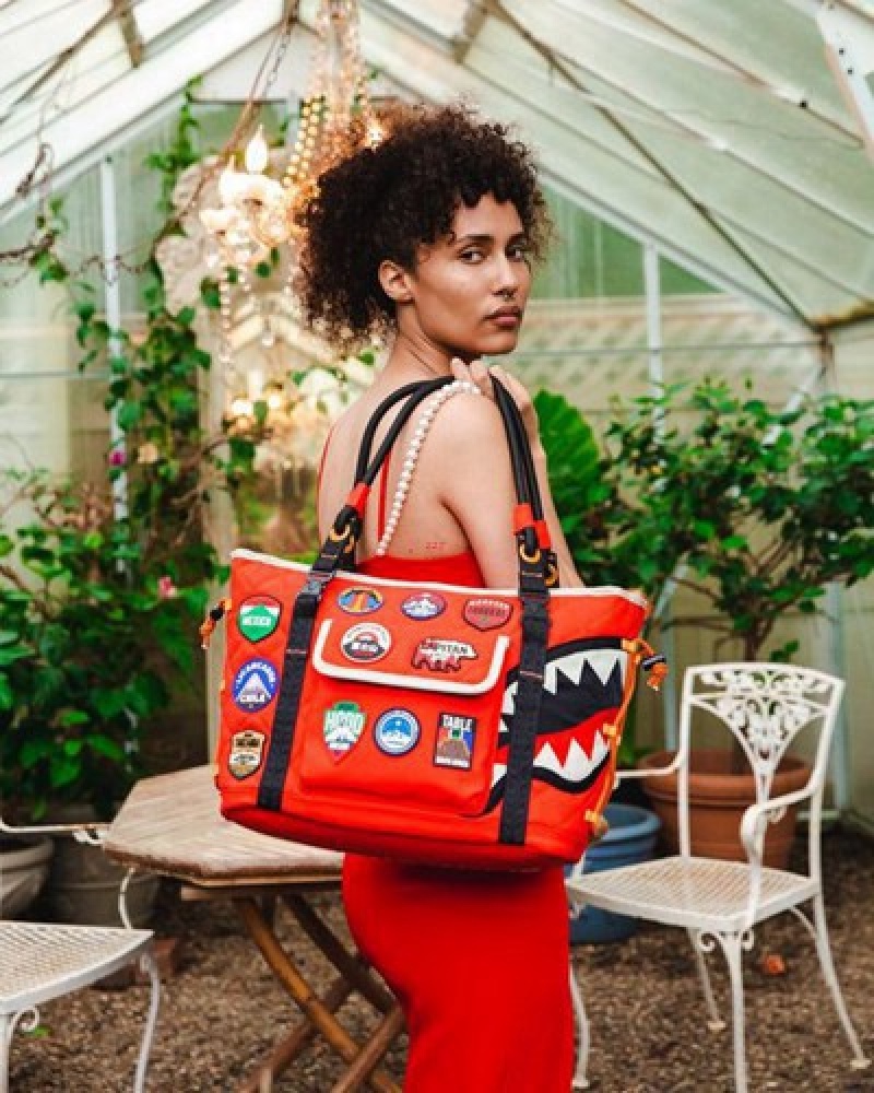 Red Sprayground The Global Expedition Handbag | 18752-BDXH