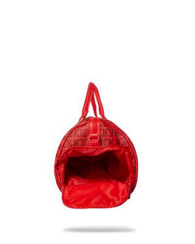 Red Sprayground Veni Vidi Vici Duffle Bags | 73820-KCHQ