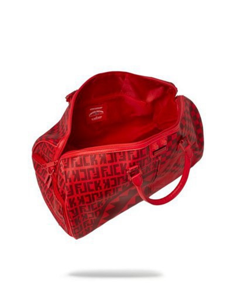 Red Sprayground Veni Vidi Vici Duffle Bags | 73820-KCHQ